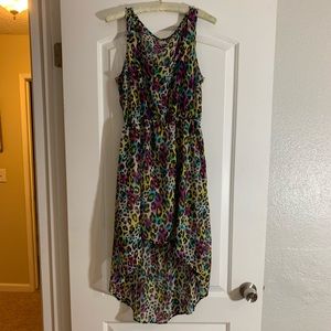 Rainbow Leopard Print High Low Dress